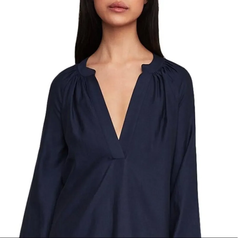 BCBGMAXAZRIA Roxanne Shirred A-Line Mini Shift Dress Navy Blue M - Picture 4 of 4